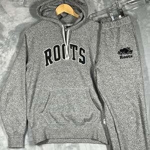 Roots Grey Speckled Hoodie and Sweatpants Set Athleisure Loungewear Size XS